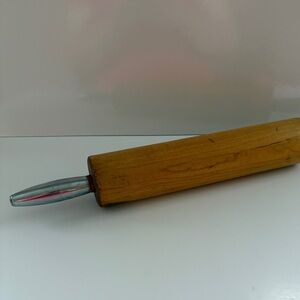 Vintage Wooden Rolling Pin with Metal Handles